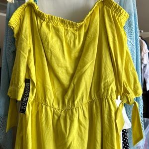 Yellow cotton off shoulder sundress